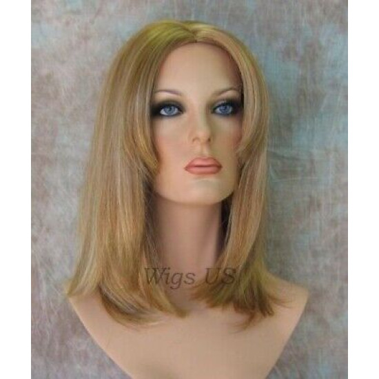 CAMERON | Medium Ash Blonde Mix Medium Wig Face Frame Skin Top Center Part 