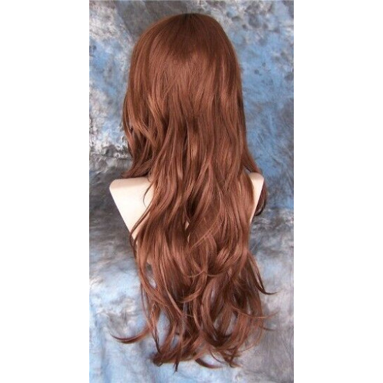 TONYA | Medium Auburn Long Wig Gentle Waves Longer Bangs Skin Part 