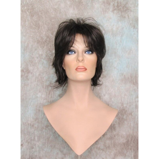 SWANNA | Dark Brown Short Wig Shorter Full Body Layers Bangs 