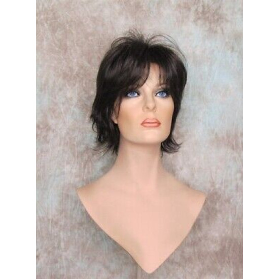 SWANNA | Dark Brown Short Wig Shorter Full Body Layers Bangs 