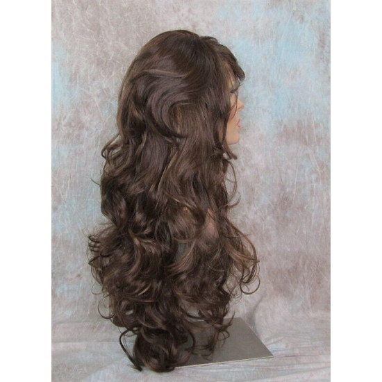 HS SOPRANO | Brown Strawberry Auburn Long Wig HEAT OK Curl Skin Part Side Bangs 