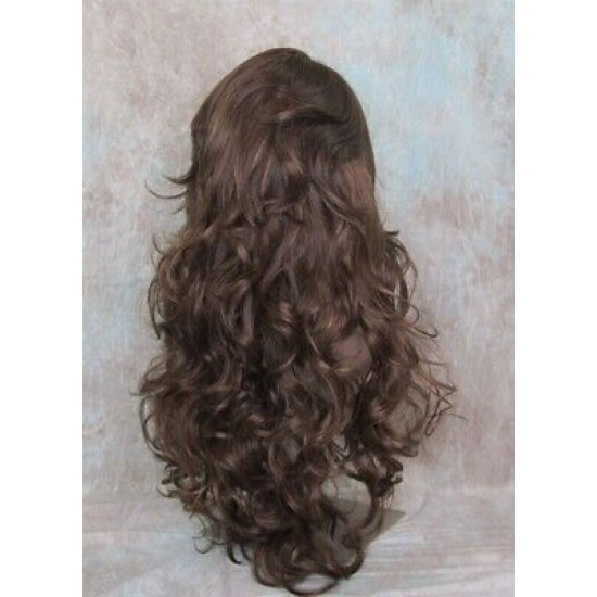 HS SOPRANO | Brown Strawberry Auburn Long Wig HEAT OK Curl Skin Part Side Bangs 