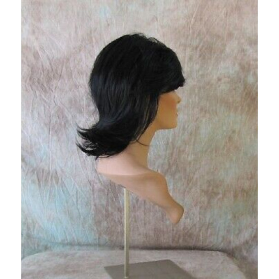 DEIDRE | Jet Black Medium Wig Shag Long Bangs Flicked Back Ends