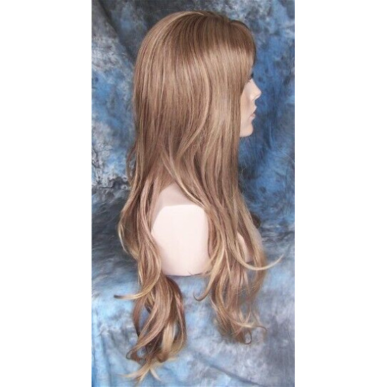 TONYA | Auburn Golden Blonde Tips Long Wig Gentle Loose Waves Bangs Part 