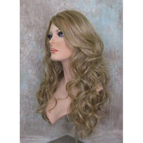 GABBY | Medium Blonde Mix Long Wig Long Barrel Curls Skin Part HEAT OK