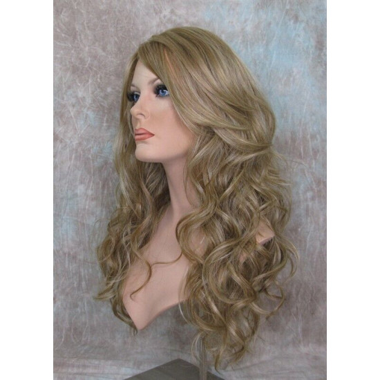 GABBY | Medium Blonde Mix Long Wig Long Barrel Curls Skin Part HEAT OK
