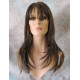 ALICIA | Med Dark Brown Strawberry Mix Long Wig Layers Skin Part Full Bangs 