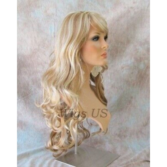BROADWAY | Frosted Blonde Long Wig Layers Waves Side Part Bangs 