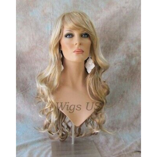 BROADWAY | Frosted Blonde Long Wig Layers Waves Side Part Bangs 
