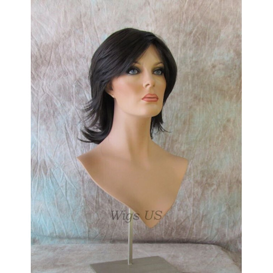 DEIDRE | Dark Brown Medium Wig Shag Long Bangs Flicked Back Ends