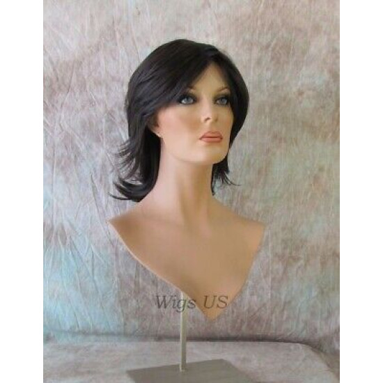 DEIDRE | Dark Brown Medium Wig Shag Long Bangs Flicked Back Ends