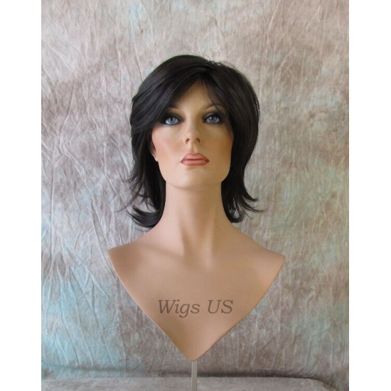 DEIDRE | Dark Brown Medium Wig Shag Long Bangs Flicked Back Ends