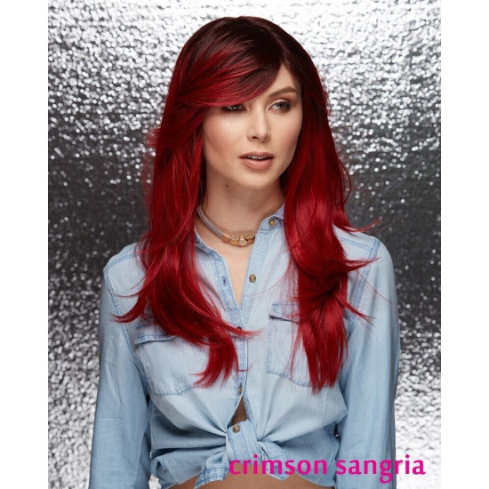 HIPSTER | Red Dark Root Long Wig Layers Heat OK Crimson Sangria
