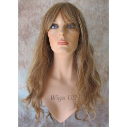 ERICA | Light Brown Mix Long Wig HEAT OK Waves Bangs Skin Crown Wigs