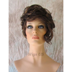 BRYCE | Dark Brown Mix Short Wig Long Unbalanced Bangs Curls Layers