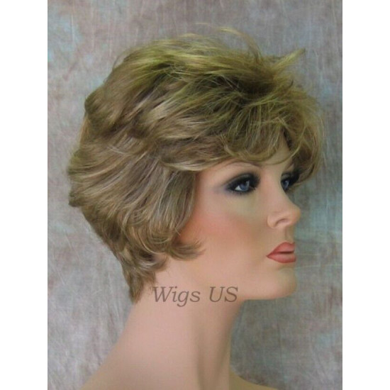AMANDA | Medium/Light Blonde Short Layered Wig Curls Volume 24/14
