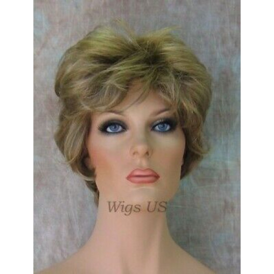 AMANDA | Medium/Light Blonde Short Layered Wig Curls Volume 24/14