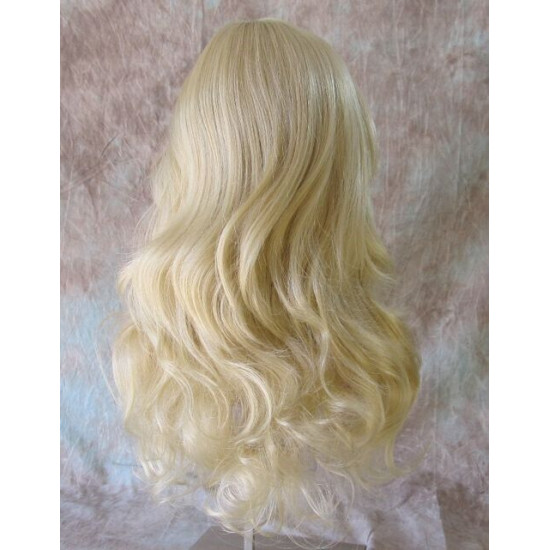 Delilah | Golden Blonde Mix Long Wig Wavy Side Swept Bangs Skin Crown | Adora