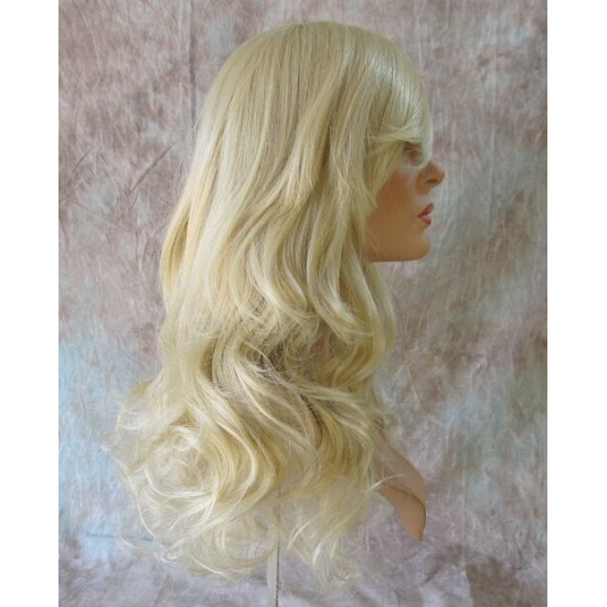 Delilah | Golden Blonde Mix Long Wig Wavy Side Swept Bangs Skin Crown | Adora