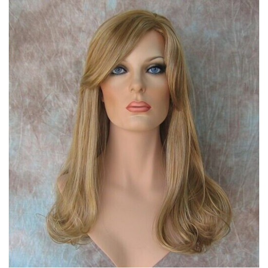 MAGGIE | Medium Blond Mix Long Straight Wig Wave on Ends Side Bangs 20" 