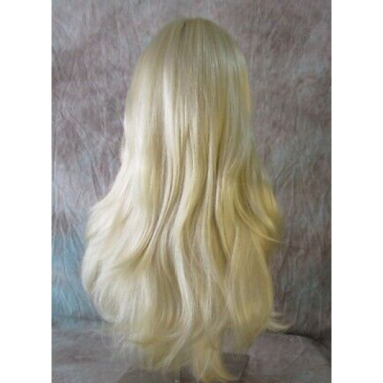 LINDA B | Light Blonde Long Wig Layers Bangs Skin Part Gentle Waves 