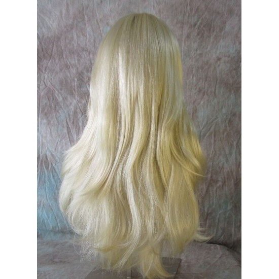 LINDA B | Light Blonde Long Wig Layers Bangs Skin Part Gentle Waves 