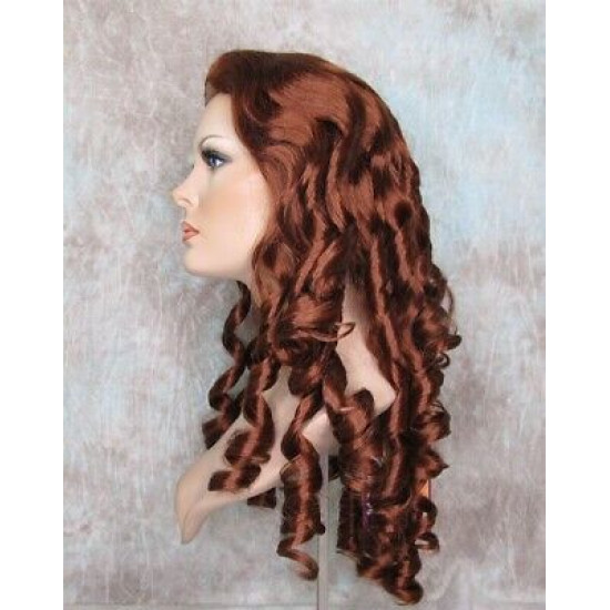 NAOMI | Copper Red Spiral Curls Long Wig Skin Top 