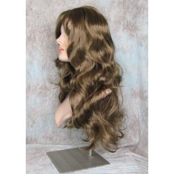 NATALIE B | Golden Brown Long Wig Layers 26" Wavy Full Skin Top Bangs 