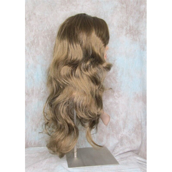 NATALIE B | Golden Brown Long Wig Layers 26" Wavy Full Skin Top Bangs 