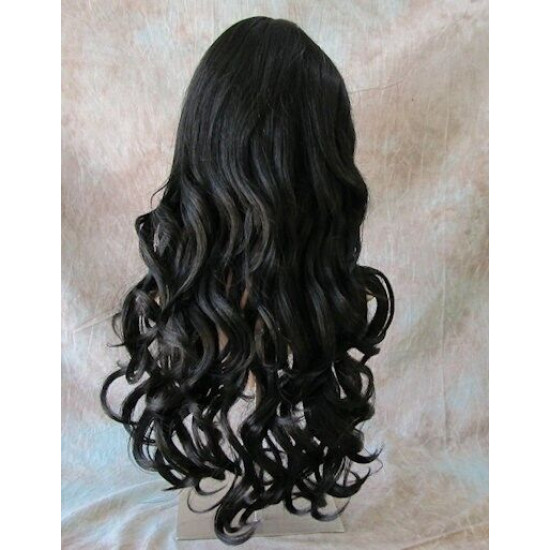 BROADWAY | Darkest Brown Long Wig Layers Curly Side Part 