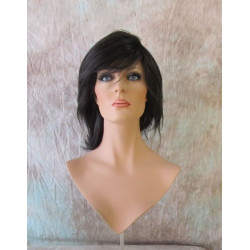 DEIDRE | Darkest Brown Medium Wig Shag Long Bangs Flicked Back Ends 2