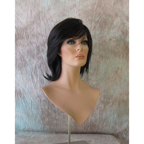 DEIDRE | Darkest Brown Medium Wig Shag Long Bangs Flicked Back Ends 2
