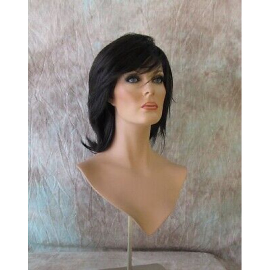 DEIDRE | Darkest Brown Medium Wig Shag Long Bangs Flicked Back Ends 2