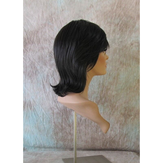 DEIDRE | Darkest Brown Medium Wig Shag Long Bangs Flicked Back Ends 2
