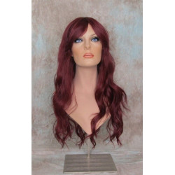 ERICA | Burgundy Long Wig HEAT OK Waves Bangs Skin Crown Wigs 