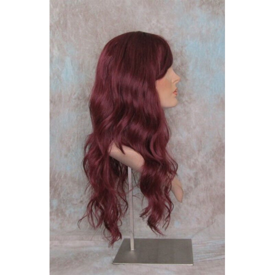 ERICA | Burgundy Long Wig HEAT OK Waves Bangs Skin Crown Wigs 