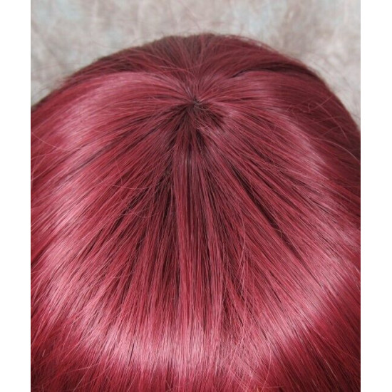 ERICA | Burgundy Long Wig HEAT OK Waves Bangs Skin Crown Wigs 