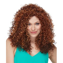 HS BIJOU | Auburn Dark Brown Mix Long Wig HEAT OK All Over Curls 