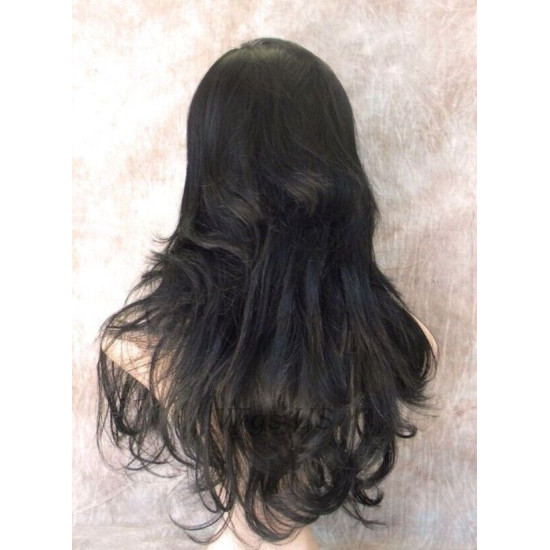 NATALIE | Jet Black Long Wig Beautiful Skin Top Long Layers Waves 