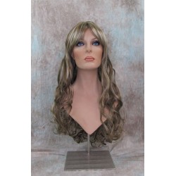 ANDREA | Ash Blonde Mix Long Wig Long Gentle Curls Skin Part Bangs 24" 
