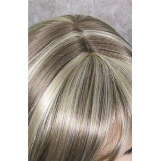 ANDREA | Ash Blonde Mix Long Wig Long Gentle Curls Skin Part Bangs 24" 