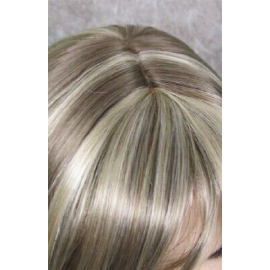 ANDREA | Ash Blonde Mix Long Wig Long Gentle Curls Skin Part Bangs 24" 