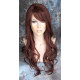 TONYA | Dark Auburn Long Wig Gentle Waves Longer Bangs Skin Part 