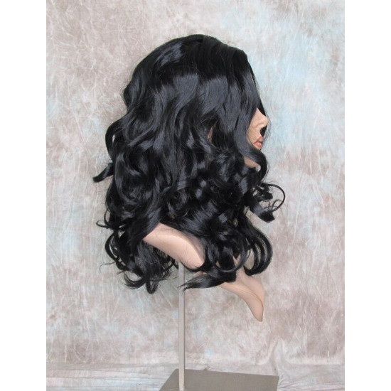 NAOMI | Jet Black Long Wig Spiral Curl Skin Top Off Center Part