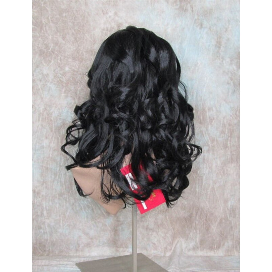 NAOMI | Jet Black Long Wig Spiral Curl Skin Top Off Center Part