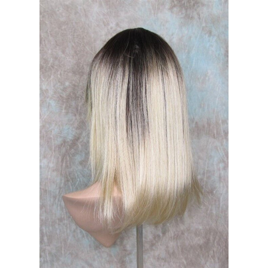 CHEYENNE | Champagne Blonde Medium Wig Beveled Face Frame Layers Skin Part Bang 