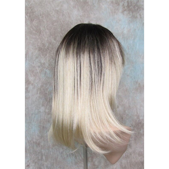CHEYENNE | Champagne Blonde Medium Wig Beveled Face Frame Layers Skin Part Bang 