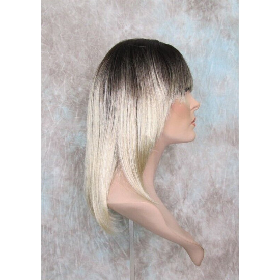 CHEYENNE | Champagne Blonde Medium Wig Beveled Face Frame Layers Skin Part Bang 