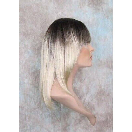 CHEYENNE | Champagne Blonde Medium Wig Beveled Face Frame Layers Skin Part Bang 