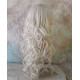 HS BOSTON | Silver Gray Almost White Long Wig HEAT OK Curls Side Swept Bangs 